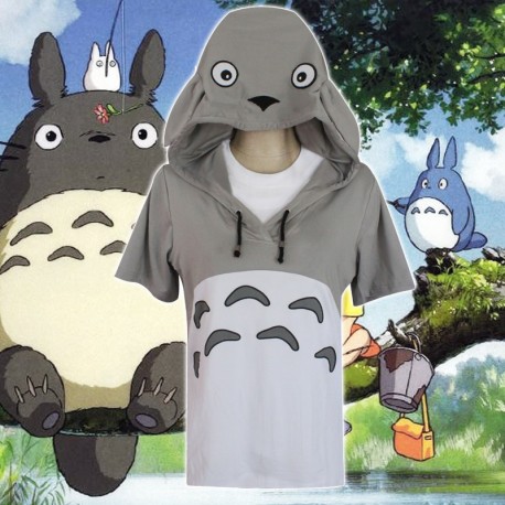 Hayao Miyazaki Animation My Neighbor Totoro Baumwolle gestickter Kurzarm-Pullover Hoodie Cosplay Kostüm Anime Manga