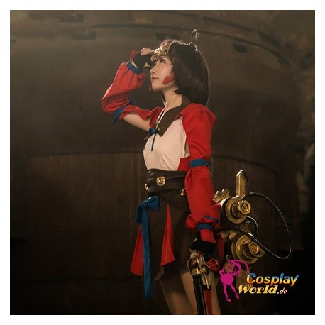 KABANERI OF THE IRON FORTRESS Mumei rot frau verbesserte Kampfanzug set Kostüm Kleidung Cosplay Anime