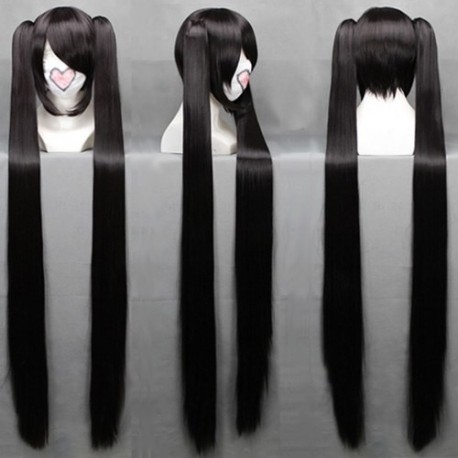 Vocaloid Zatsune Miku schwarz black lang long 120cm gerade Cosplay Perücke wig 