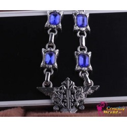Black Butler Double Eagle Abzeichen Blaue Saphir Diamant Halskette Cosplay Accessoire2er Set