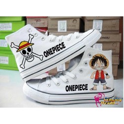One Piece Monkey D. Luffy handbemalte Sneakers, Sneaker high