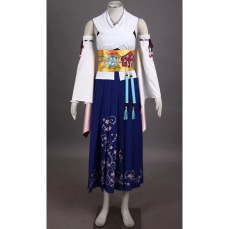 Final Fantasy Yuna Cosplay Kostüme, Kimono Bühnenoutfits auf Maß